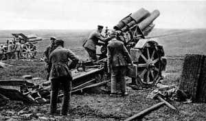 Een zware Duitse mortier voor Verdun